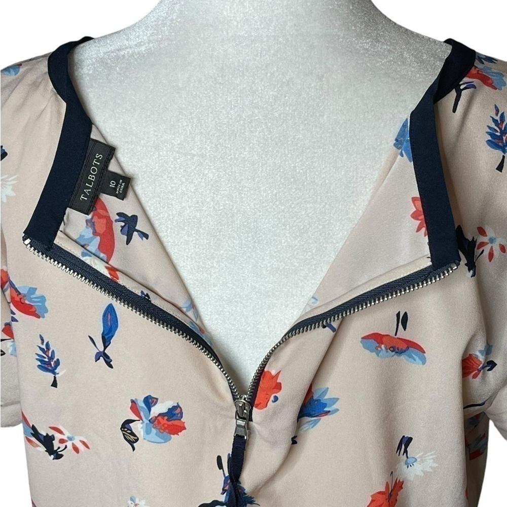 Talbots Floral Career Work Blouse Short Sleeves Size 10 - Picture 7 of 10